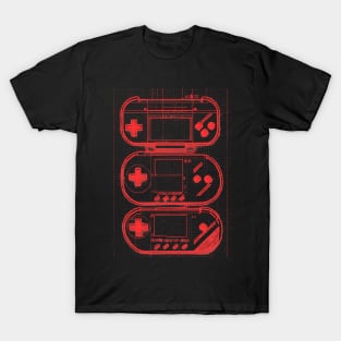 Red Handheld Gaming Blueprint T-Shirt